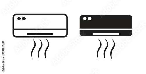 Air conditioner icon. Vector illustration, flat and stroke