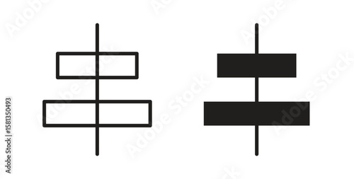 Align center icon. Vector illustration, flat and stroke