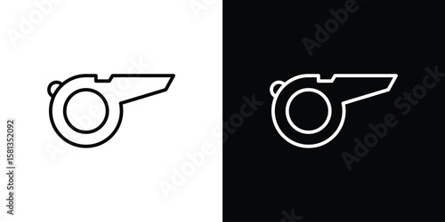 Photos Whistle icon pack with black and white editable stroke lines for graphic design