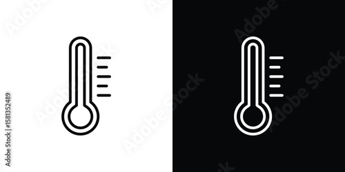 Cuadro en lienzo Temperature icon pack with black and white editable stroke lines for graphic des