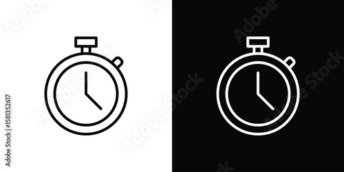 Schilderij op canvas Stopwatch icon pack with black and white editable stroke lines for graphic desig