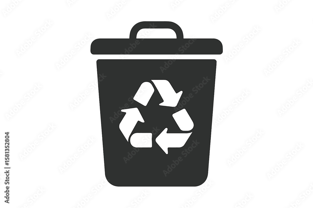 Recycle bin icon for waste separation. Trash can with recycling symbol. Garbage container for eco friendly sorting. Ecology and environment care concept vector illustration. Recycle bin icon for waste separation. Trash can with recycling symbol. Garbage container for eco friendly sorting. Ecology and environment care concept vector illustration.