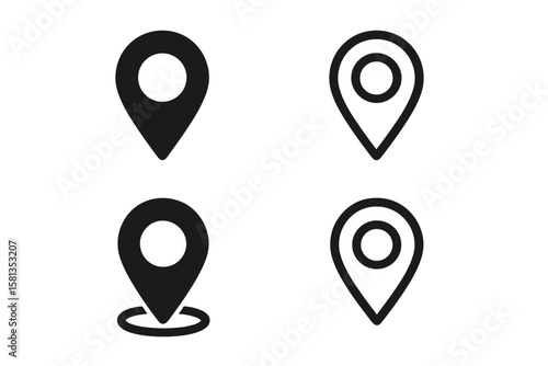 Map pin icon set. Location marker symbol for destination, gps and navigation. Pointer sign for web, app and ui design element. Simple flat minimalist vector illustration.