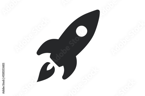 Rocket icon vector symbol isolated on transparent background, space technology launch illustration, modern flat design, PNG and scalable vector graphic