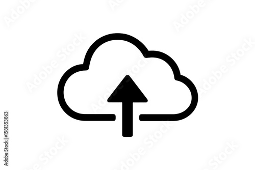 Upload to cloud vector icon. Cloud computing technology. Data storage, backup and digital file transfer. Internet network concept. App or website user interface graphic symbol.