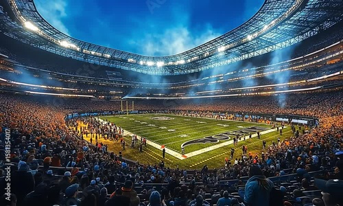 Massive crowd fills a stadium for a thrilling football game