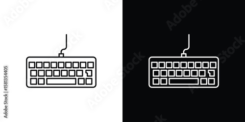 Foto Keyboard icon pack with black and white editable stroke lines for graphic design