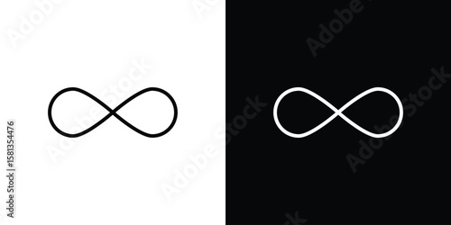 Fotografie Infinity icon pack with black and white editable stroke lines for graphic design