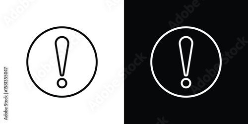 Fotografi Exclamation interface icon pack with black and white editable stroke lines for g