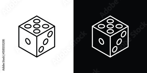 Foto Dice icon pack with black and white editable stroke lines for graphic design wor
