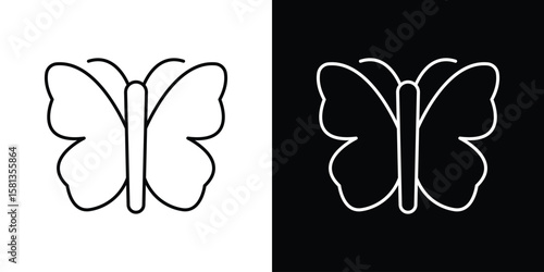 Schilderij op canvas Butterfly icon pack with black and white editable stroke lines for graphic desig
