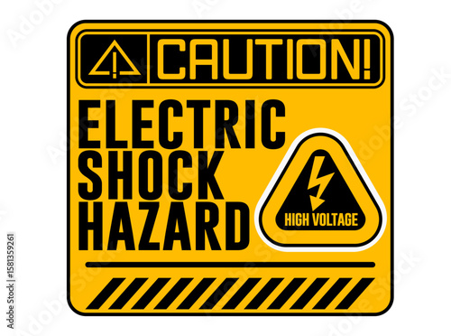 Electric Shock Hazard Caution Sign — High Voltage Electrical Safety Label Vector

