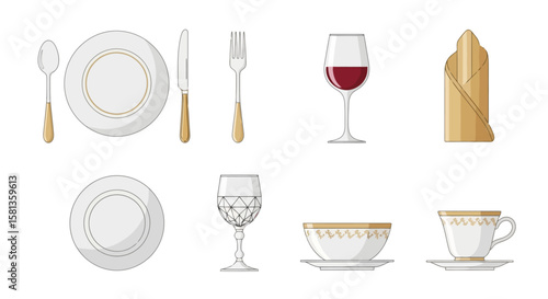 Elegant Table Setting Illustration: Formal Dining Elements