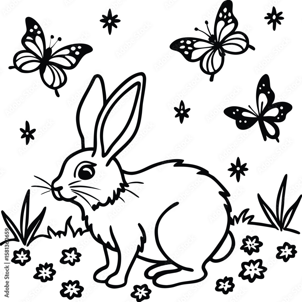 Obraz premium Rabbit line art coloring page 