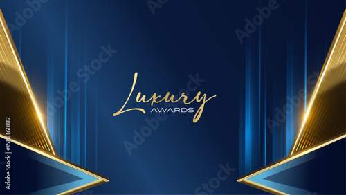 Royal Blue and Gold Luxury Abstract Background designed for premium presentations and elegant occasions.VIP Invitation Layout with Classic Golden Elements.Premium Design for Wedding or Anniversary.
