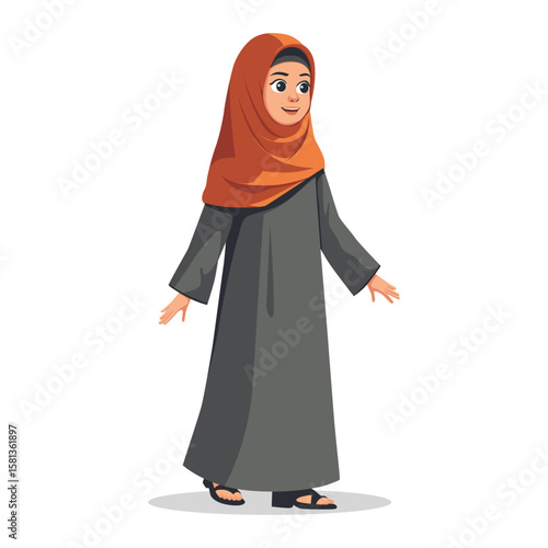 islamic woman vector cartoon draw