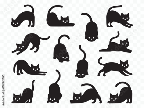 hand drawn cat poses vector pack: playful and realistic feline positions, instant download eps, ai, svg files for pet art and design