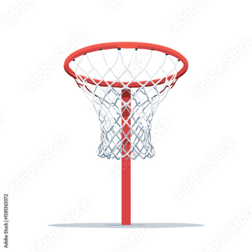 Vector illustration of netball hoop sporty style on white background, for game equipment design 