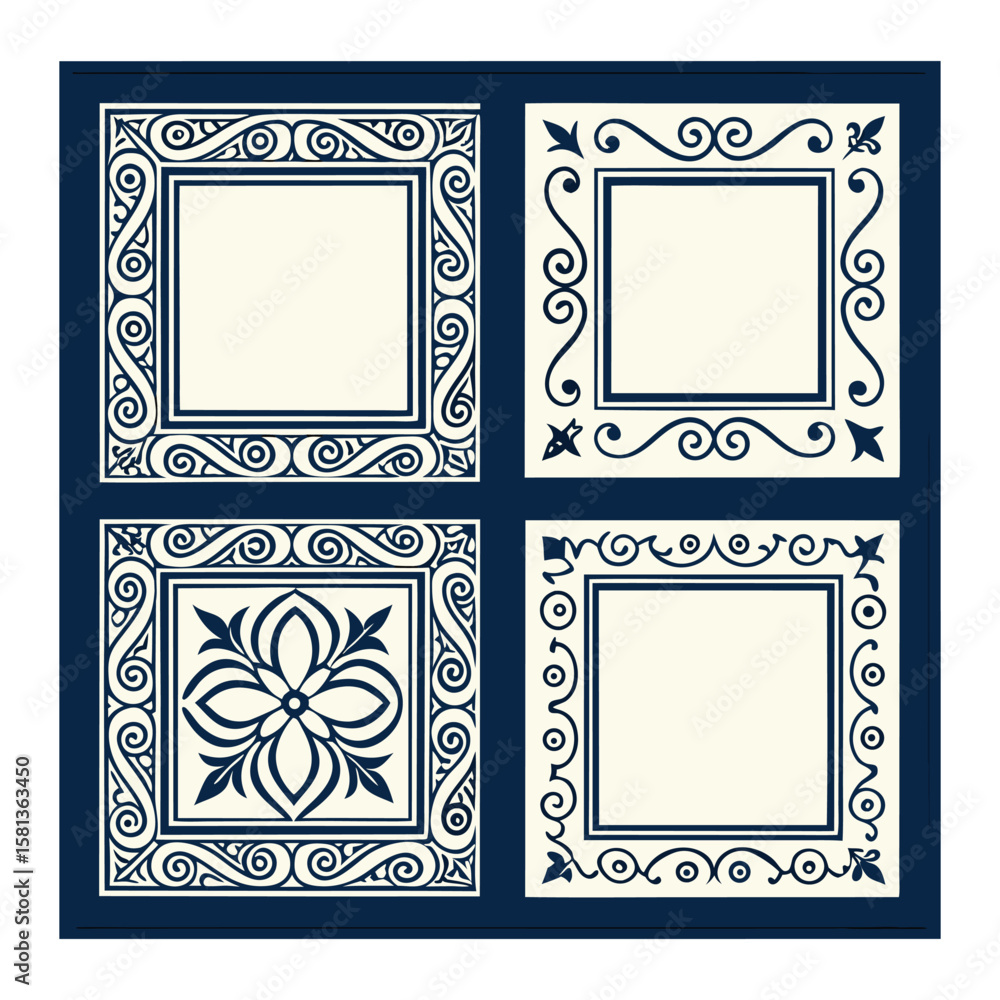 Obraz premium Ornate decorative frames with floral elements borders