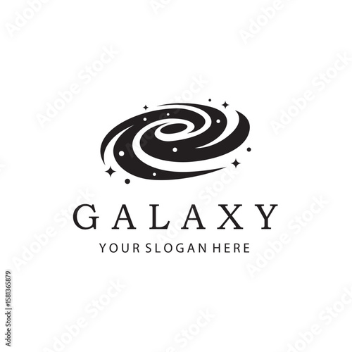 monochrome space galaxy icon isolated on white background