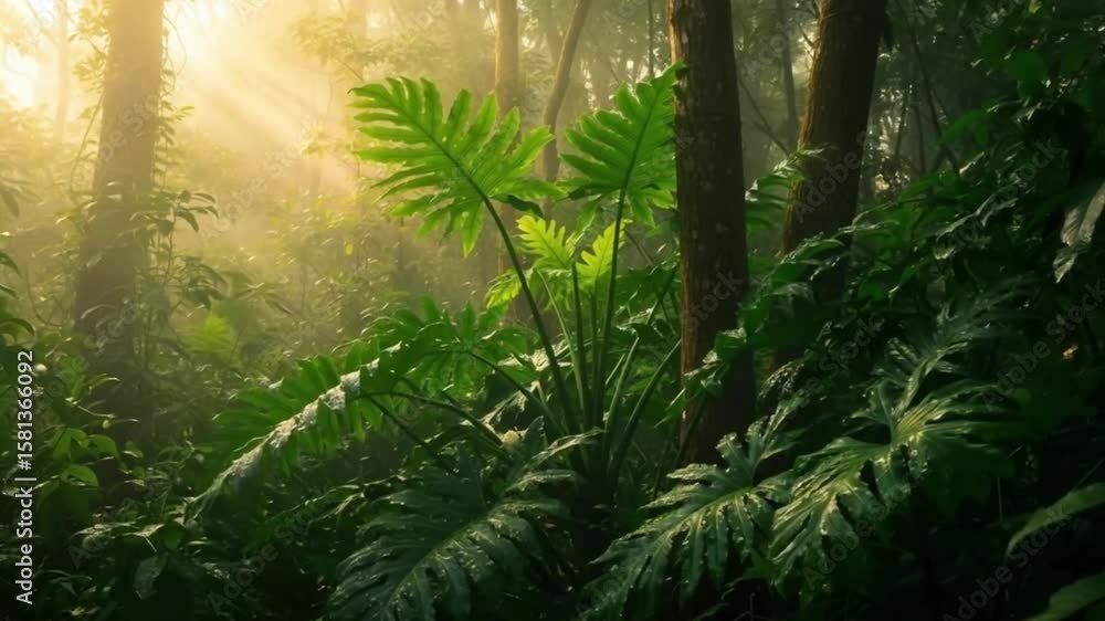 Enchanted Sunlight Jungle 4K - Misty Canopy with Golden Beams for Meditation & Nature Films Enchanted Sunlight Jungle 4K - Misty Canopy with Golden Beams for Meditation & Nature Films