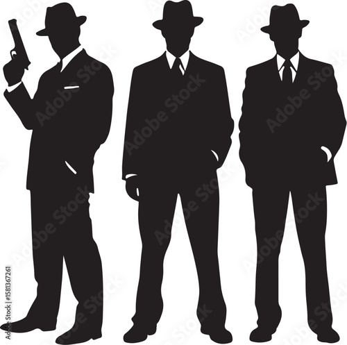 Wallpaper Mural Silhouetted men in suits and hats silhouettes fedora Torontodigital.ca