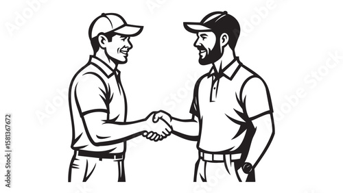 Sportsmanship Golfers Handshake Vector - Fair Play & Partnership Illustration