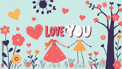 love you romantic card design
