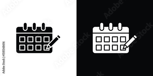 Calendar pen icon. vector graphics pack.