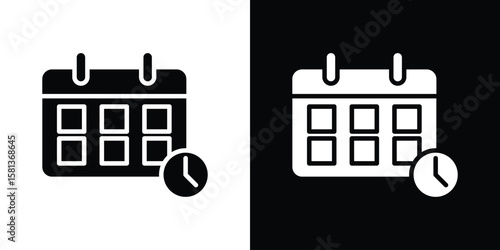 Calendar clock icon. vector graphics pack.