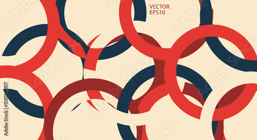 Geometric Linkage A Circular Chain Illustration with Linked Circles, Creating an Interwoven Pattern, Representing Connection