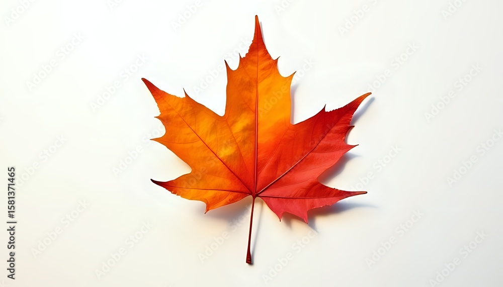 Obraz premium Autumn Maple Leaf on White Background