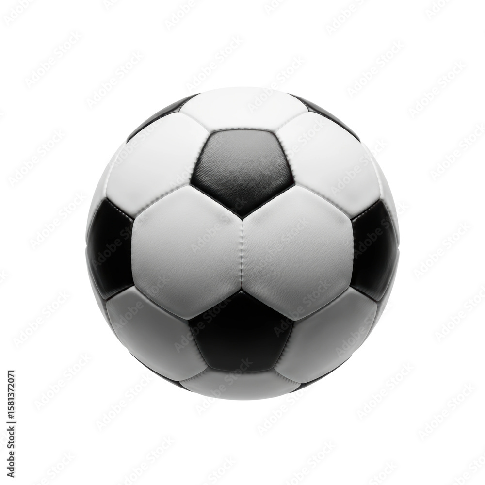 Fototapeta premium A classic black and white soccer ball, perfect for sports themed designs and illustrations.