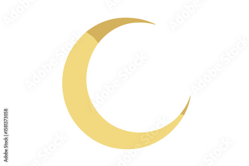 Glowing golden crescent moon shape with soft light halo on gradient background. Elegant surreal fantasy night symbol. Spiritual celestial design. Abstract dreamlike mystical moon vector