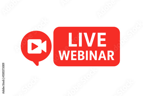 Live webinar button icon. Online video conference symbol. Internet education, remote learning, online meeting, social media webinar, live video streaming, virtual broadcast concept