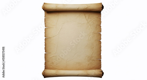 Isolated shot of a parchment scroll on white