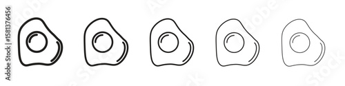Egg fried icon. Thin line illustration. outline drawing, Editable stroke