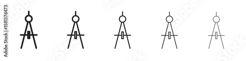 Drafting compass icon. Thin line illustration. outline drawing, Editable stroke