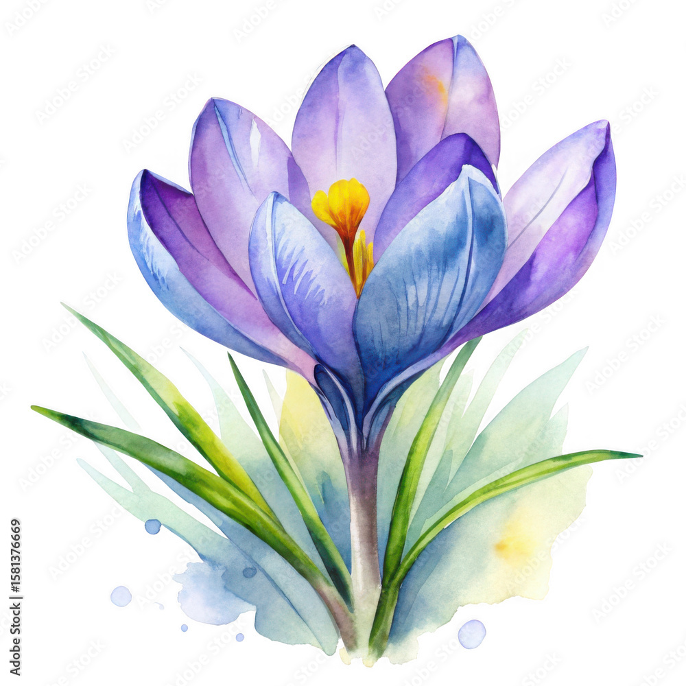 Fototapeta premium Purple crocus flower isolated on transparent background
