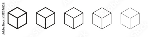 Cube icon. Thin line illustration. outline drawing, Editable stroke