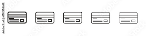 Credit card icon. Thin line illustration. outline drawing, Editable stroke