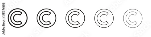 Copyright icon. Thin line illustration. outline drawing, Editable stroke