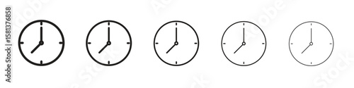 Clock icon. Thin line illustration. outline drawing, Editable stroke