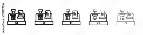 Cash register icon. Thin line illustration. outline drawing, Editable stroke