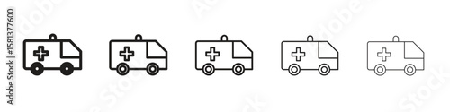Ambulance icon. Thin line illustration. outline drawing, Editable stroke