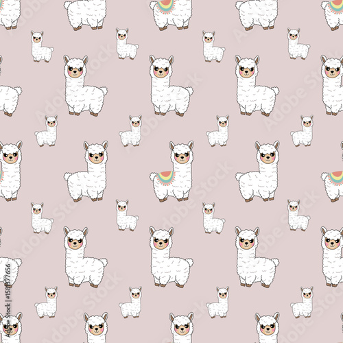 Cute llamas on a pastel background