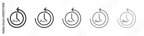 24 Hrs icon. Thin line illustration. outline drawing, Editable stroke