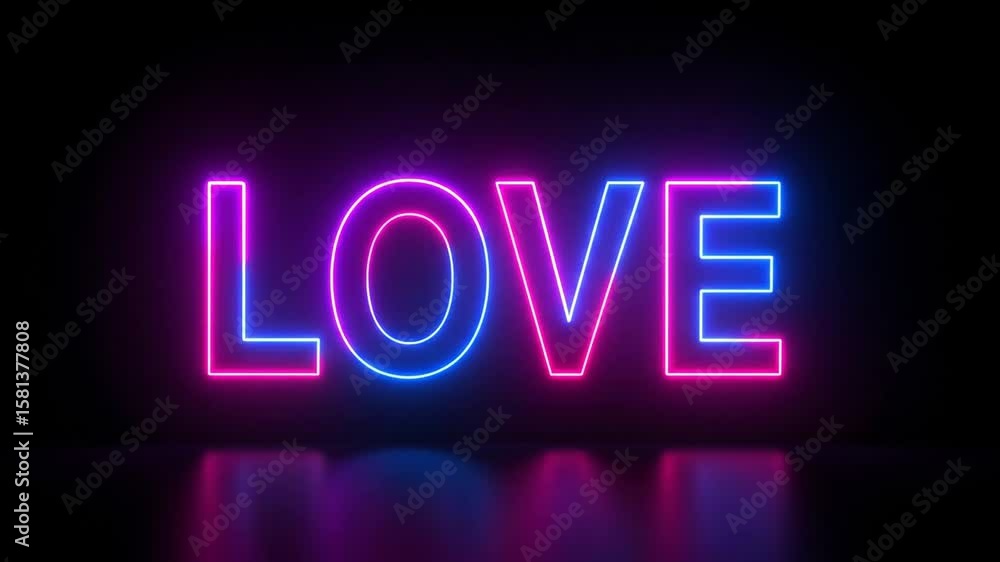 Neon Love Sign With Pink And Blue Lights Neon Love Sign With Pink And Blue Lights