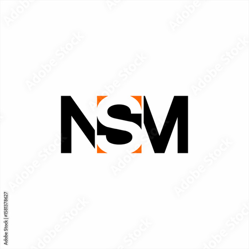 Simple abstract NSM letter logo design.