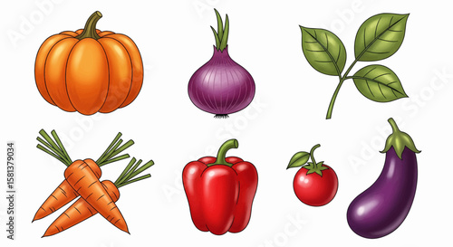 Wallpaper Mural Vibrant Vector Vegetables A Colorful Harvest of Garden Delights in Detailed Style Torontodigital.ca
